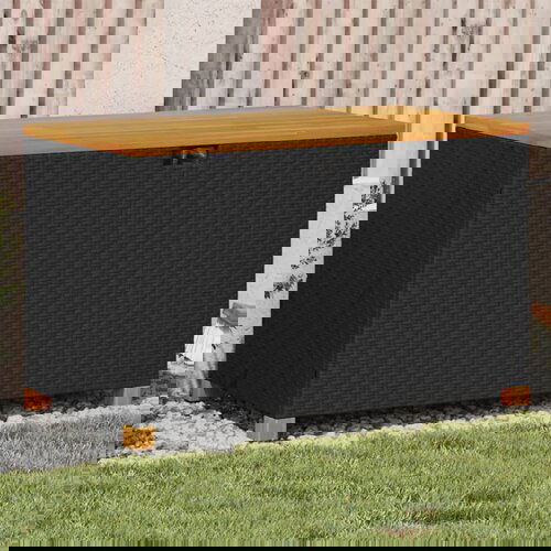  The Living Store Vrtna škatla za shranjevanje črna 110x55x63 cm PE ratan akacija - Vrtna Škatla Za Shranjevanje, (21478175) Cene