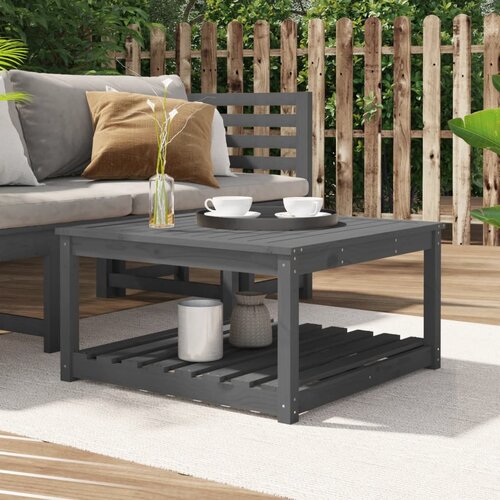 The Living Store Vrtna miza siva 82,5x82,5x45 cm trdna borovina - Vrtna Miza, (21465489) Slike