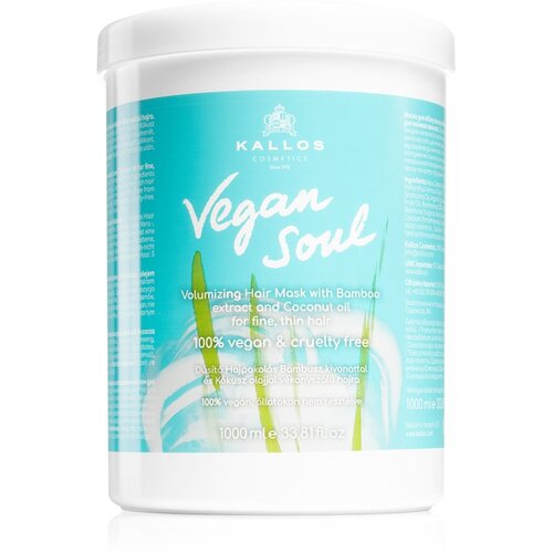 Kallos Cosmetics vegan soul volumizing maska za povečanje volumna gladkih las 1000 ml Slike