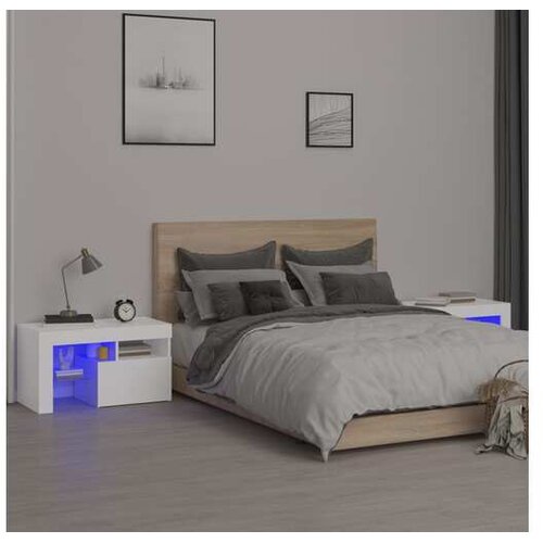  Noćni ormarići 2 kom s LED svjetlima bijeli 70 x 36 5 x 40 cm Cijene