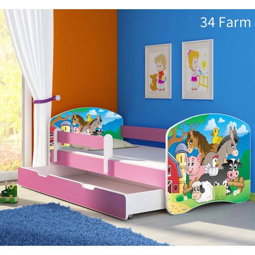  Otro&scaron;ka postelja ACMA z motivom, stranska roza + predal 140x70 cm 34 Farm Cene