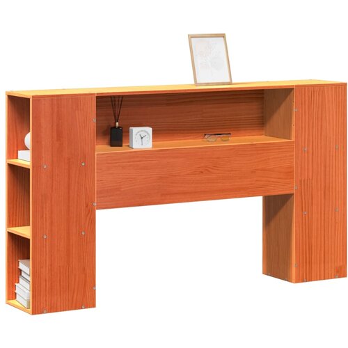 Maison Chic posteljno vzglavje - vzglavna omarica - nočna omarica s predelki vo&amp;scaron;čeno rjavo 150 cm trdna borovina, (21709215) Slike