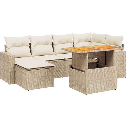 VidaXL 7-dijelni set vrtnih sofa od poliratana s jastucima bež Slike