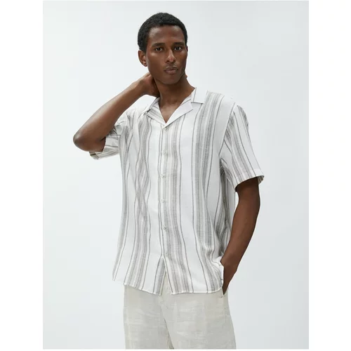 Koton Summer Shirt with Short Sleeves Turndown Collar Cotton