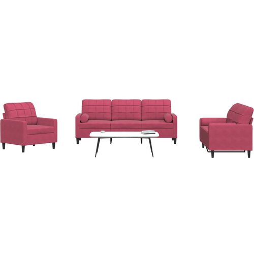 4-dijelni set sofa s jastucima crvena boja vina baršunasti Cene