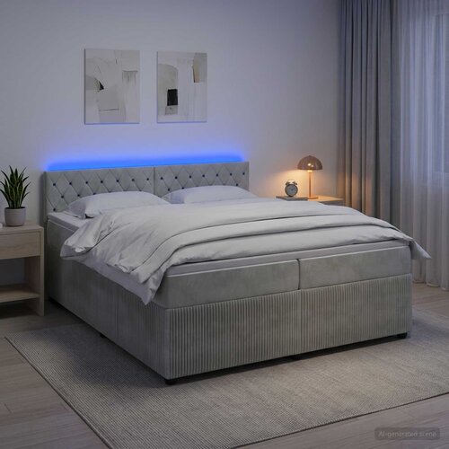  Boxspring krevet s madracem Svjetlosiva 200 x 200 cm Baršun Cene
