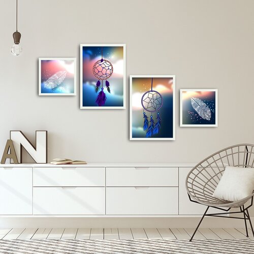 Wallity 4PBCT-17 multicolor decorative framed mdf painting (4 pieces) Cene