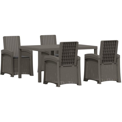  Vrtni set za objed 5 kom. Svjetlosiva i antracit PP 150 cm Slike