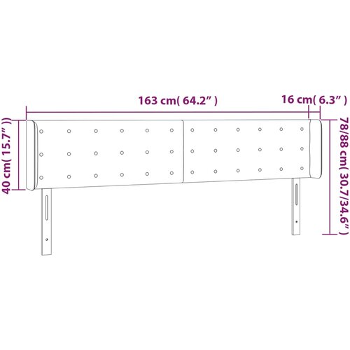  LED uzglavlje krem 163x16x78/88 cm od tkanine Slike