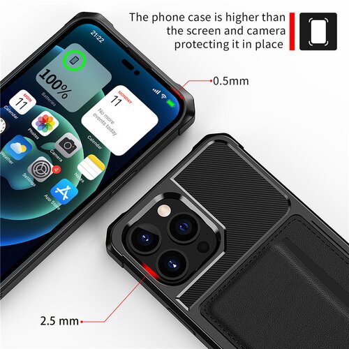 INF Eleganten črn ovitek za iPhone 14 s držalom za kartice iPhone 14 Pro, (22137262) Cene