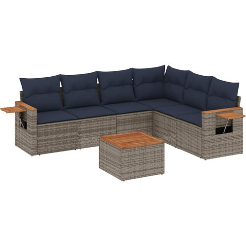  7-dijelni set vrtnih sofa od poliratana s jastucima sivi Slike