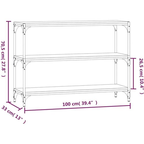 VidaXL Knjižna omara sonoma hrast 100x33x70,5 cm inž. les in jeklo Slike