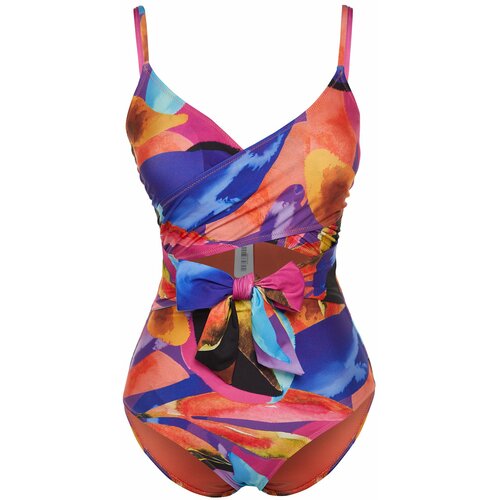 Trendyol Abstract Patterned Double Breasted Tied Swimsuit Slike