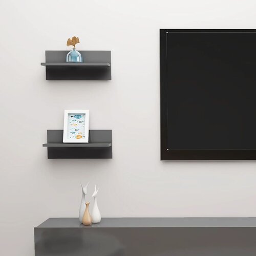 vidaXL Stenska polica 2 kosa visok sijaj siva 40x11,5x18 cm, (20620914) Cene
