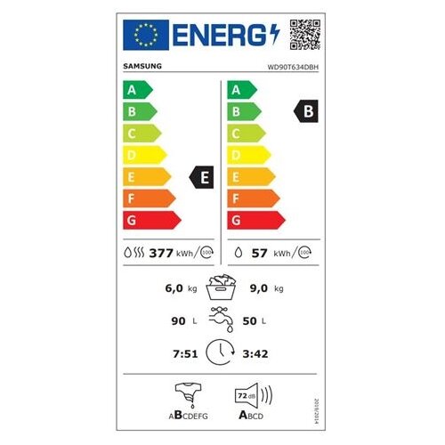 Samsung ma&amp;scaron;ina za pranje i su&amp;scaron;enje ve&amp;scaron;a WD90T634DBH/S7 Slike