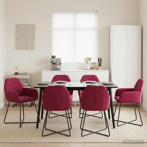 VidaXL Trpezarijske stolice 6 pcs Bar&amp;scaron;un Vinska crvena 55 x 50 x 84 cm Slike