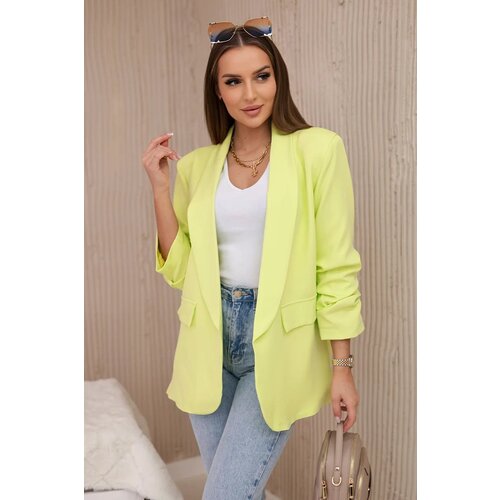 Kesi Elegant blazer with yellow neon lapels Slike