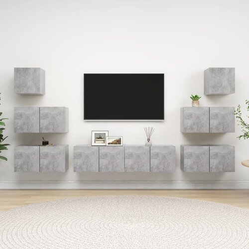 The Living Store Komplet TV omaric 8-delni betonsko siva iverna plo&amp;scaron;ča - Komplet TV Omaric, (21374177) Slike