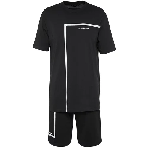 Trendyol Pajama Set - Black - With Slogan