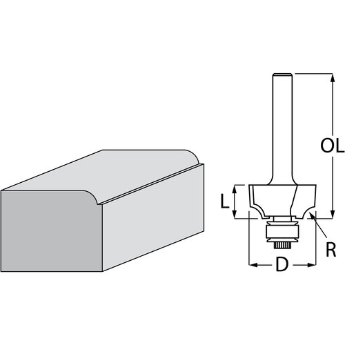 Makita profilno glodalo s ležajem R 3,2 mm, 19 mm, dr&amp;scaron;ka 6 mm D-48446 Slike