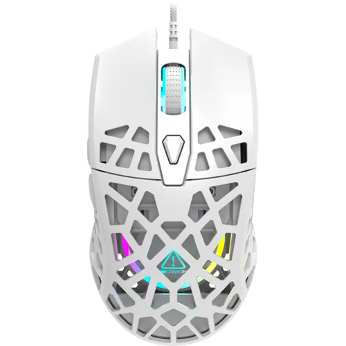  Puncher GM-20 High-end Gaming Mouse with 7 programmable buttons, Pixart 3360 optical sensor, 6 levels of DPI and up to 12000, 10 million times key life, 1.65m Ultraweave cable, Low friction with PTFE feet and colorful RGB lights, white, size:126x67.5x39.5