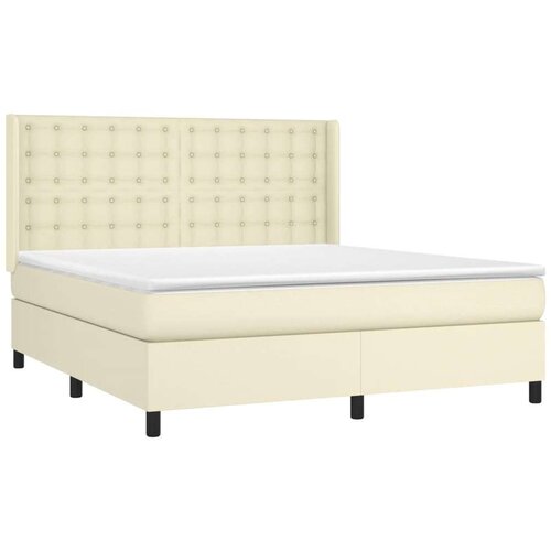  Box spring s madracem LED krem 180x200cm od umjetne kože Slike