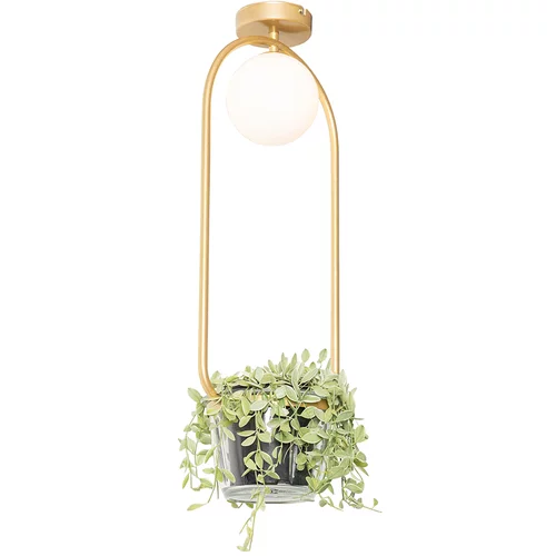 QAZQA Art Deco stropna svetilka zlata z belim steklom - Isabella