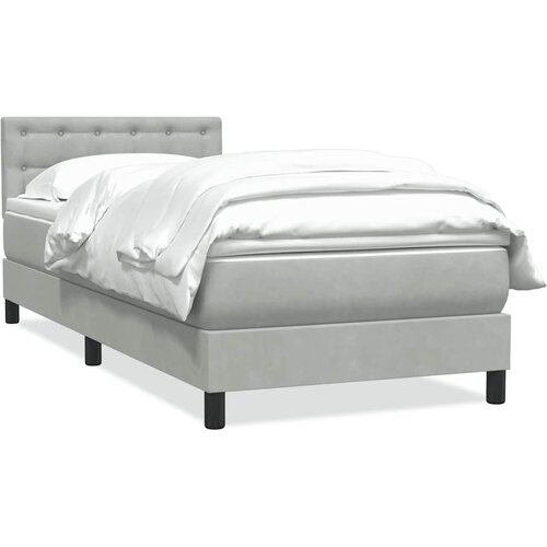 Maison Chic Box spring postelja - Vzmetna postelja z vzmetnico svetlo siva 80x220 cm žamet SL25045, (21890357) Slike