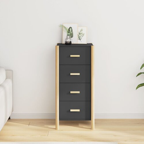 The Living Store Visoka omara črna 42x38x90 cm inženirski les - Visoka Omarica, (21435633) Slike