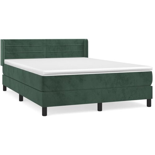 VidaXL Box spring postelja z vzmetnico temno zelen 140x190 cm žamet, (20893893) Slike