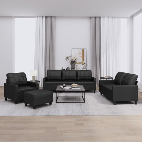 VidaXL 4-dijelni set sofa s jastucima crni od umjetne kože Slike