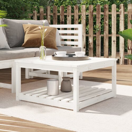 The Living Store Vrtna miza bela 82,5x82,5x45 cm trdna borovina - Vrtna Miza, (21480060) Cene