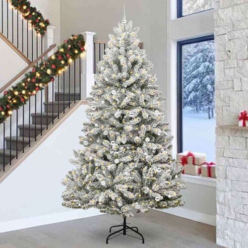 VidaXL Umjetno božićno drvce Zelena i bijela 300 cm PVC i metal Slike