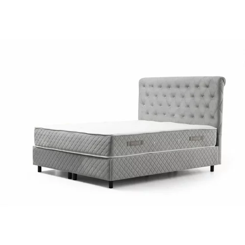 Kalune Design Svijetlo sivi boxspring krevet s prostorom za odlaganje 140x200 cm Sonata –