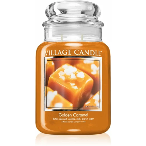 Village Candle Golden Caramel dišeča sveča (Glass Lid) 602 g