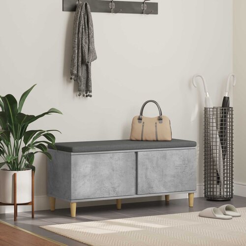 Klupa za hodnik s jastukom Betonsko Siva 100 x 38 x 46 cm Slike