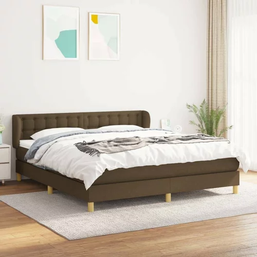  Box spring postelja z vzmetnico temno rjava 160x200 cm blago, (20899500)