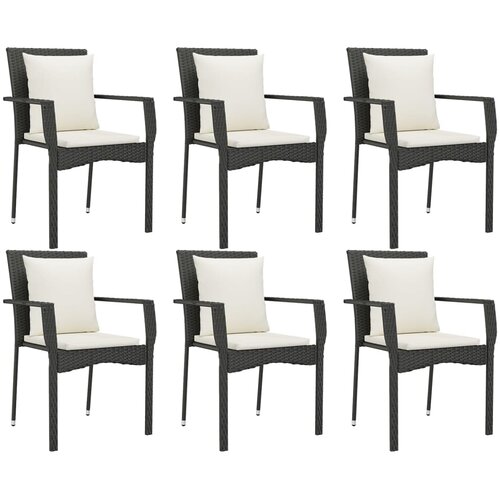  7-dijelni vrtni blagovaonski set s jastucima crni od poliratana Crna Dužina stola 190 cm Slike