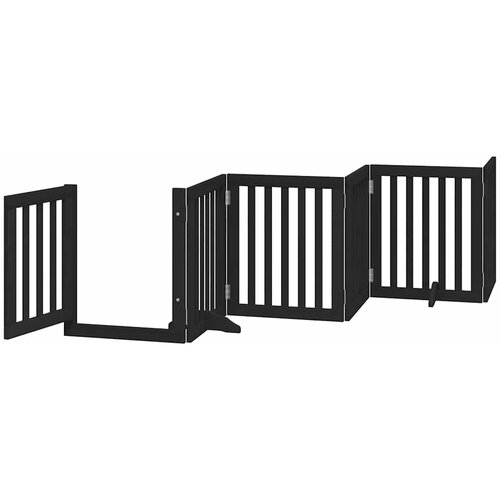  Vrata za pse s vrata&amp;scaron;cima 9 panela sklopiva 450 cm drvo topole Crna 50 x 60 x 2 cm Slike