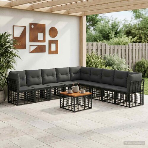  Set vanjskih sofa 10 pcs Crna i tamno siva Poliester Cene