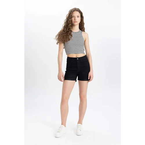 Defacto Normal Waist Folded Leg Jean Shorts