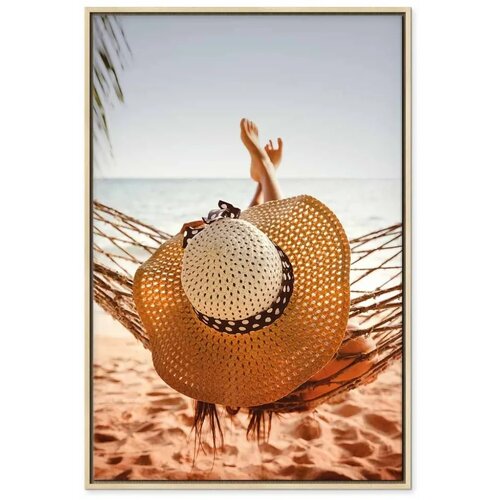  Slika - Hammock on the Beach (1 Part) Vertical 60x90 U prirodnom drvenom okviru Slike