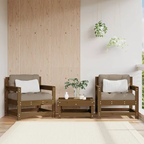 vidaXL Vrtne stolice s jastucima 2 kom boja meda od masivne borovine
