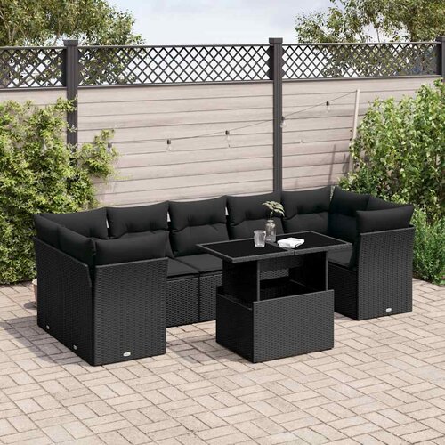  8-dijelni set vrtnih sofa od poliratana s jastucima crni Crna 100 x 55 x 73 cm Cijene