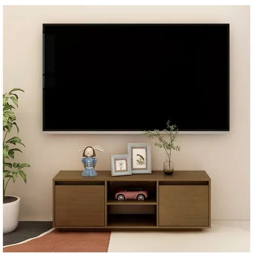  TV omarica medeno rjava 110x30x40 cm trdna borovina