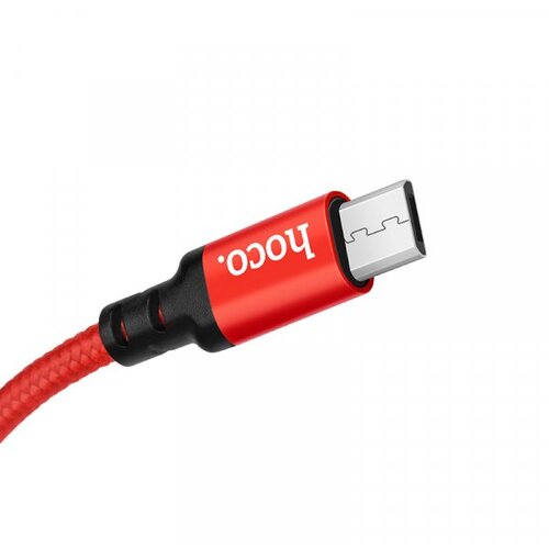 Hoco podatkovni kabel X14 Micro USB na USB 1m 2,1A rdeč pleten Cene