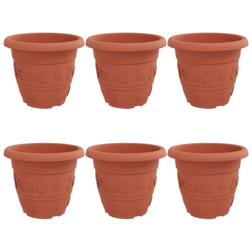  Okrugla saksija za cveće 6 pcs Crvena cigla &amp;Oslash; 34 x 28 cm Slike