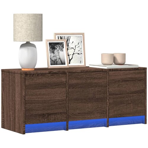 TV ormarić s LED svjetlima boja hrasta 97x34x40 cm drveni Cene