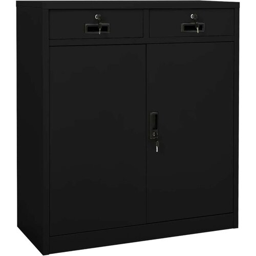  Uredski ormarić crni 90 x 40 x 102 cm čelični Slike