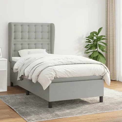  Box spring postelja z vzmetnico svetlo siv 100x200 cm blago, (20930124)